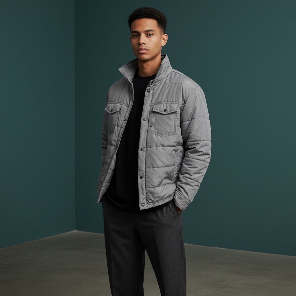 Men's Classic Gray Puffer Jacket